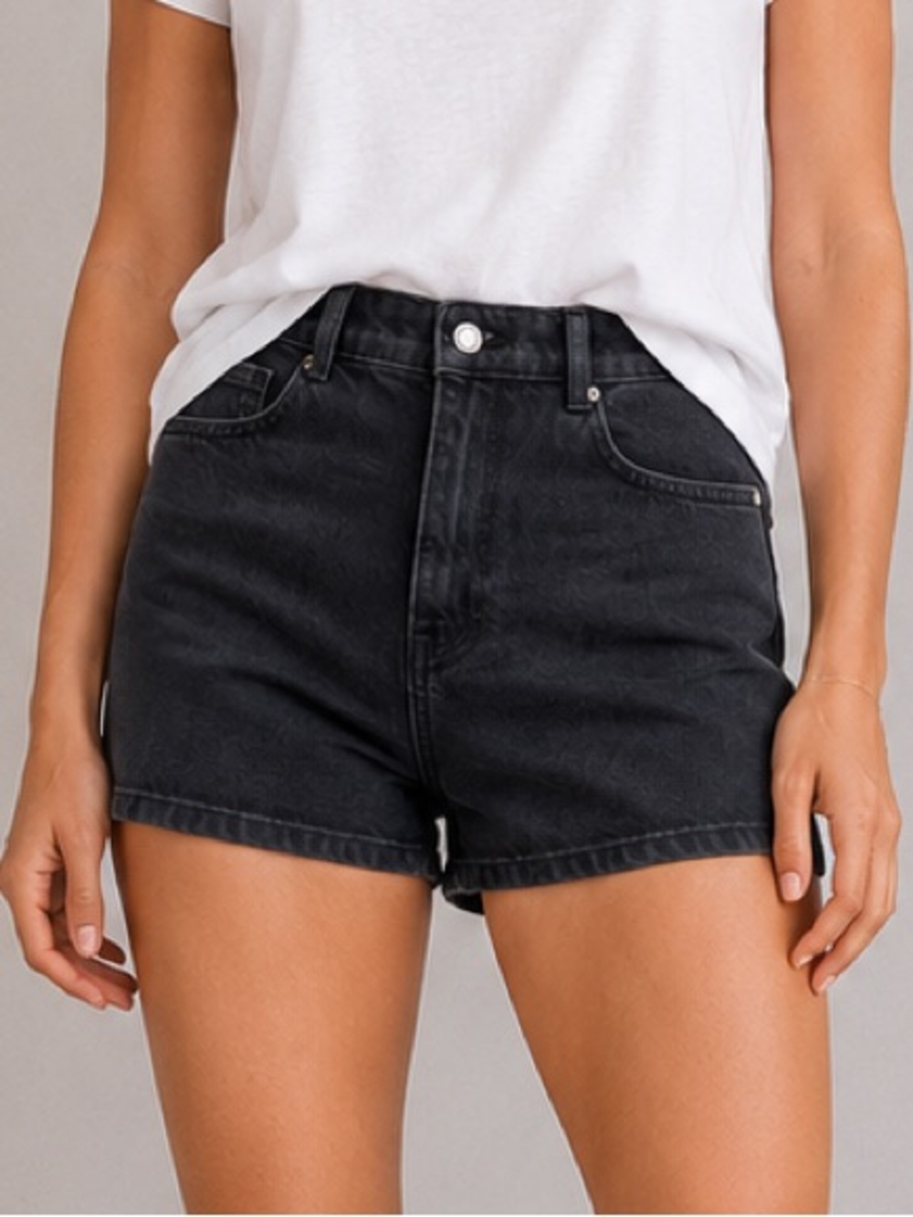 Zara Black High Rise Denim Shorts 6